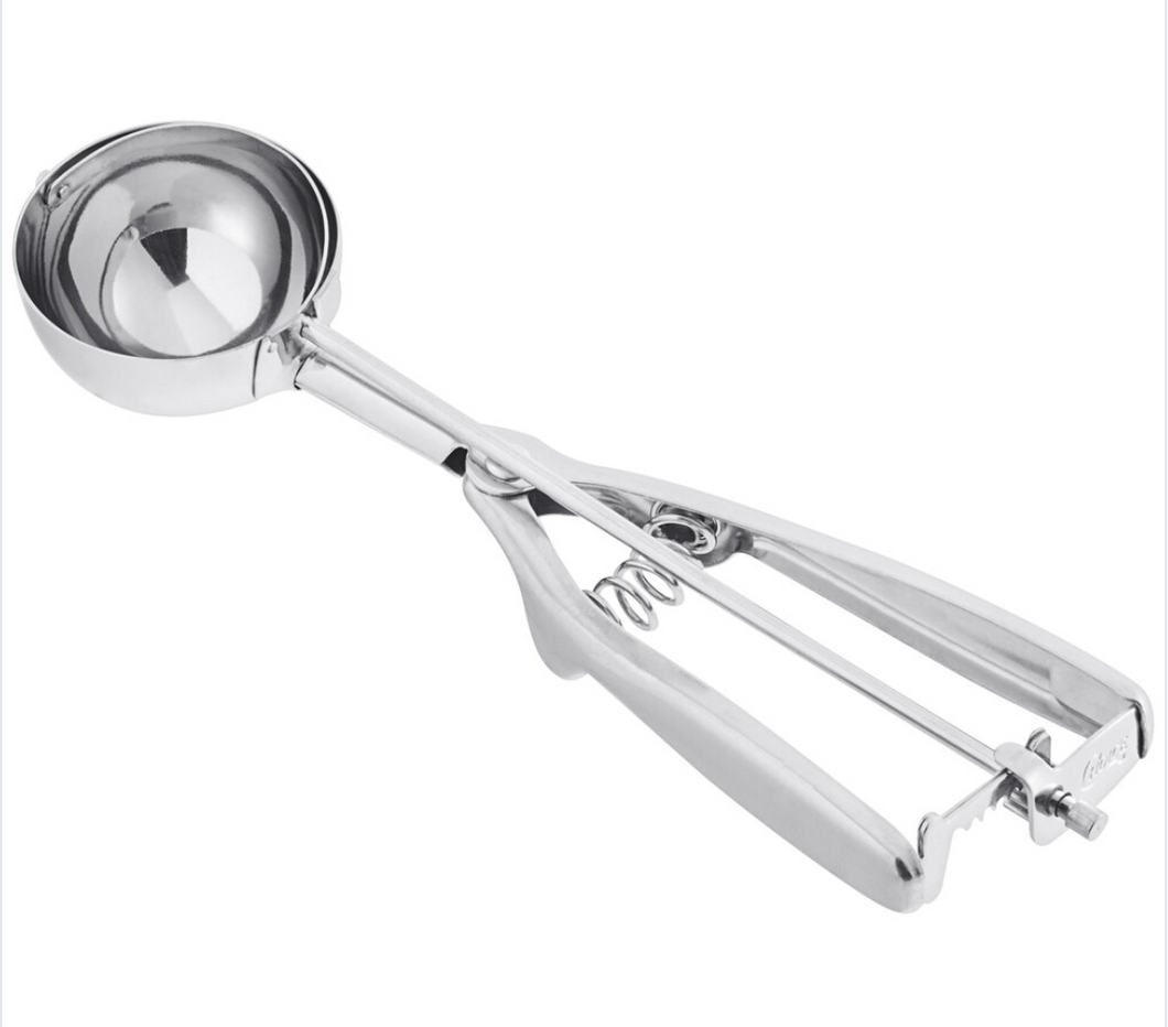 Choice #20 Round Stainless Steel Squeeze Handle Disher - 2 oz.